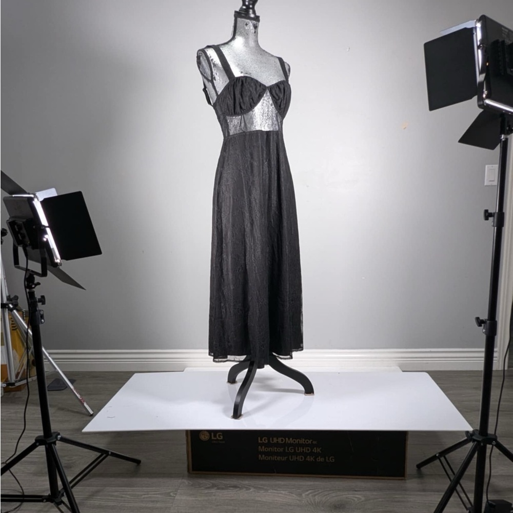NWT DANIELLE BERNSTEIN LACE SHEER MIDI DRESS - M